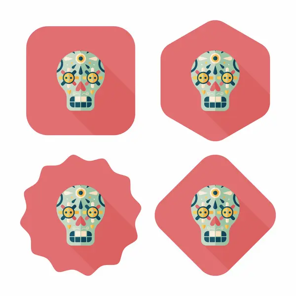 Decoratie platte schedel pictogram met lange schaduw, eps10 — Stockvector