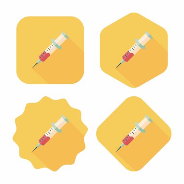 şırınga ile uzun gölge düz simgesi 