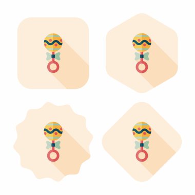 Bebek çıngırağı düz simgesi ile uzun gölge, eps10