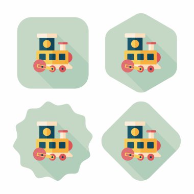 Tren oyuncak uzun gölge, eps 10 düz simgesiyle