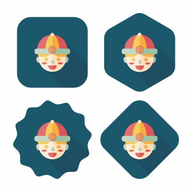 Çin yeni yılı çocuk düz simgesi ile uzun gölge, eps10