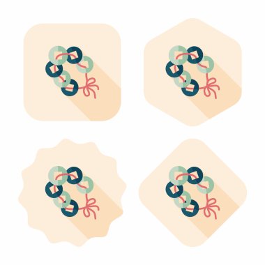 Çin yeni yılı düz simgesi ile uzun gölge, eps10, eski paralar