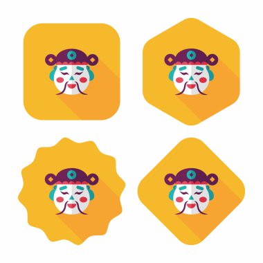 Çin yeni yılı düz simgesi ile uzun gölge, eps10, zenginlik tanrısı