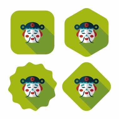 Çin yeni yılı düz simgesi ile uzun gölge, eps10, zenginlik tanrısı