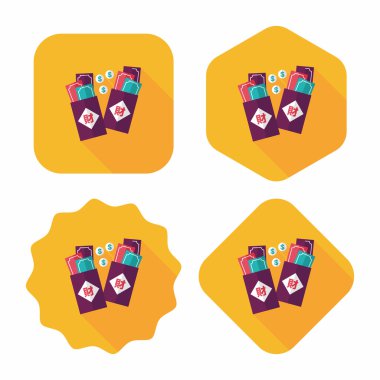Chinees Nieuwjaar rode platte pictogram van de envelop met de lange schaduw, eps10