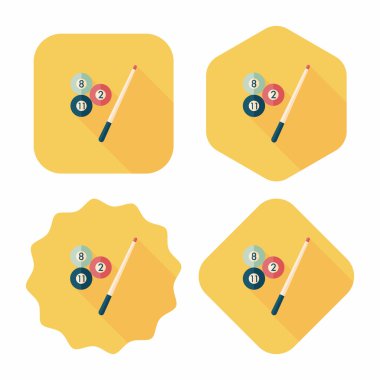 Bilardo düz simgesi ile uzun gölge, eps10