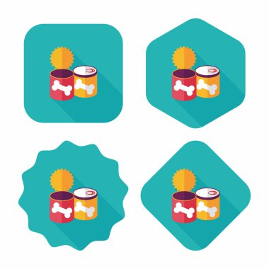 Evde beslenen hayvan köpek maması can düz uzun gölge, eps10 simgesi