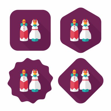 Düğün Çift düz simgesi ile uzun gölge, eps10