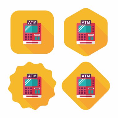 Yazar kasa düz simgesi uzun gölge, eps10 ile alışveriş