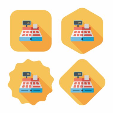 Yazar kasa düz simgesi uzun gölge, eps10 ile alışveriş