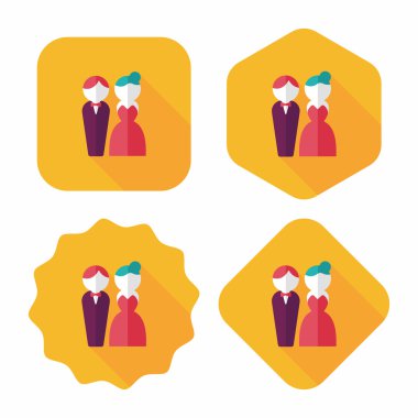 Düğün Çift düz simgesi ile uzun gölge, eps10