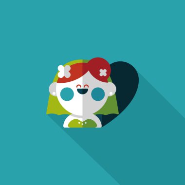 Gelinin düz ikonu, uzun gölgeli, eps10