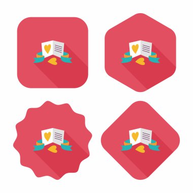 Sevgililer günü aşk mektubu düz simgesiyle uzun gölge, eps10