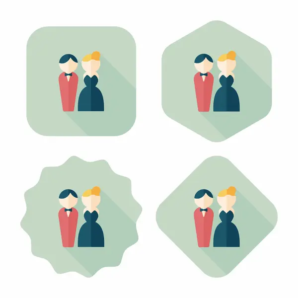 Wedding couple flat icon with long shadow,eps10 — Stock Vector