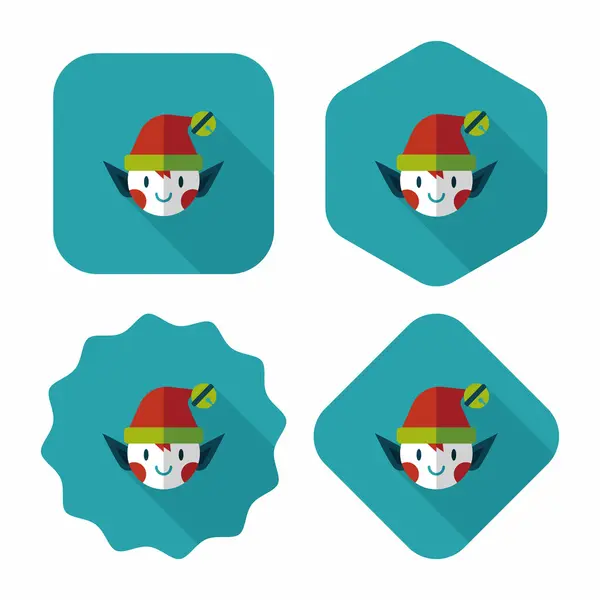 Elfo de Navidad icono plano con sombra larga, eps10 — Vector de stock