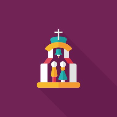 Uzun gölgeli Chruch Düz Simgesi 'nde düğün seremonisi.