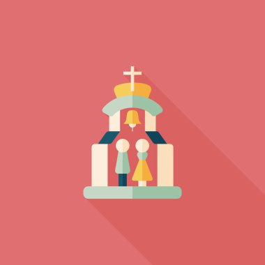 Uzun gölgeli Chruch Düz Simgesi 'nde düğün seremonisi.