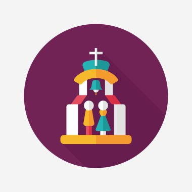 Uzun gölgeli Chruch Düz Simgesi 'nde düğün seremonisi.