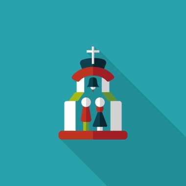 Uzun gölgeli Chruch Düz Simgesi 'nde düğün seremonisi.