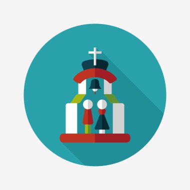 Uzun gölgeli Chruch Düz Simgesi 'nde düğün seremonisi.