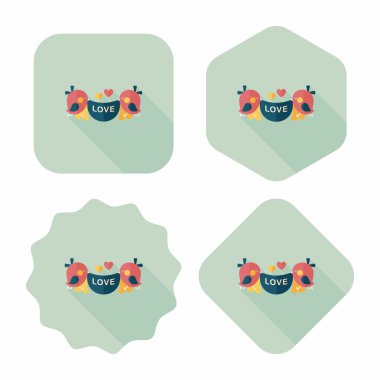 Düğün kuş düz simgesi ile uzun gölge, eps10