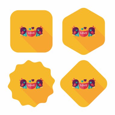 Düğün kuş düz simgesi ile uzun gölge, eps10