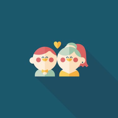 Düğün Çift düz simgesi ile uzun gölge, eps10