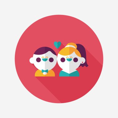 Düğün Çift düz simgesi ile uzun gölge, eps10