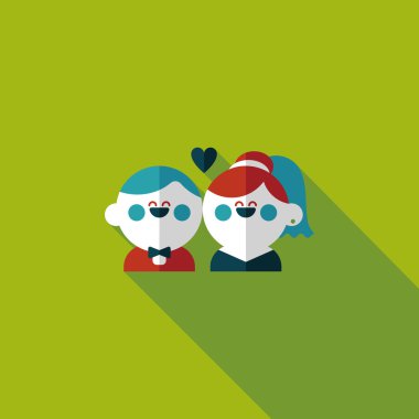 Düğün Çift düz simgesi ile uzun gölge, eps10