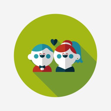 Düğün Çift düz simgesi ile uzun gölge, eps10