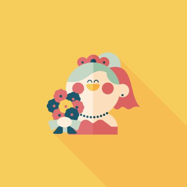 Gelinin düz ikonu, uzun gölgeli, eps10