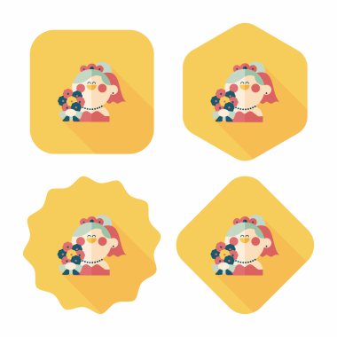 Gelinin düz ikonu, uzun gölgeli, eps10