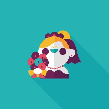 Gelinin düz ikonu, uzun gölgeli, eps10