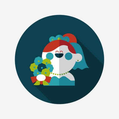 Gelinin düz ikonu, uzun gölgeli, eps10