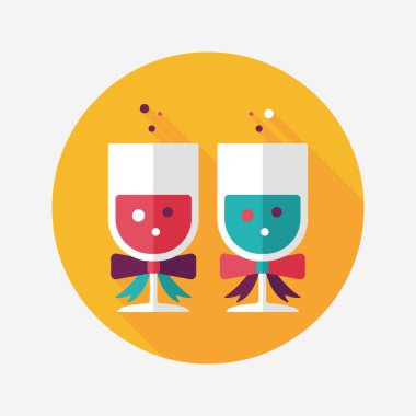 düğün şampanyası uzun gölgeli düz ikon, eps10