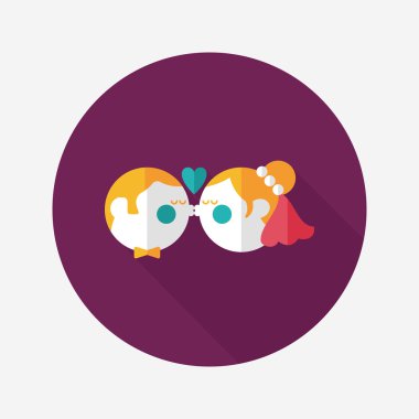 Düğün Çift düz simgesi ile uzun gölge, eps10