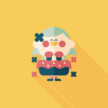 düğün çiçeği kız düz ikon, uzun gölge, eps10