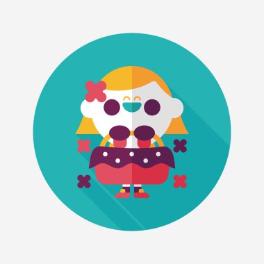 düğün çiçeği kız düz ikon, uzun gölge, eps10