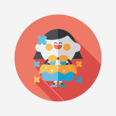 düğün çiçeği kız düz ikon, uzun gölge, eps10