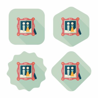 Düğün Fotoğraf düz simgesi ile uzun gölge, eps10