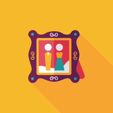 Düğün Fotoğraf düz simgesi ile uzun gölge, eps10