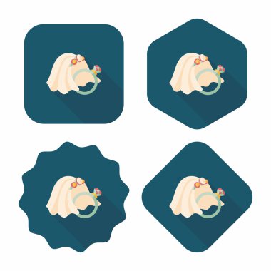 Gelin peçe ve elmas yüzük düz simgesiyle uzun gölge, eps10