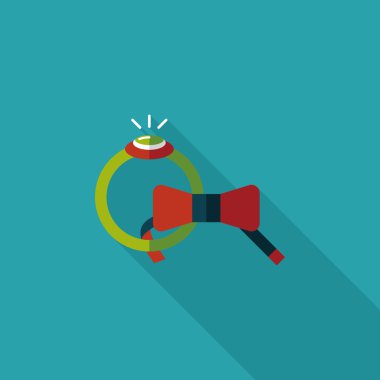 düz uzun gölge, eps10 simgesiyle damat kravat ve yüzük