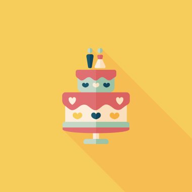Düğün pastası uzun gölge, eps10 düz simgesiyle