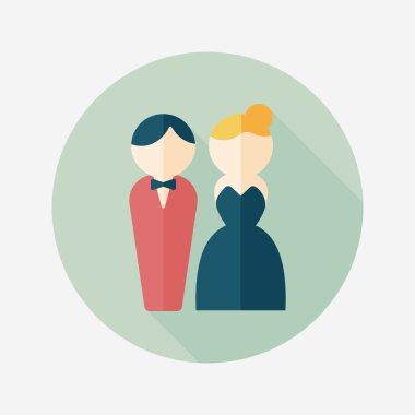 Düğün Çift düz simgesi ile uzun gölge, eps10