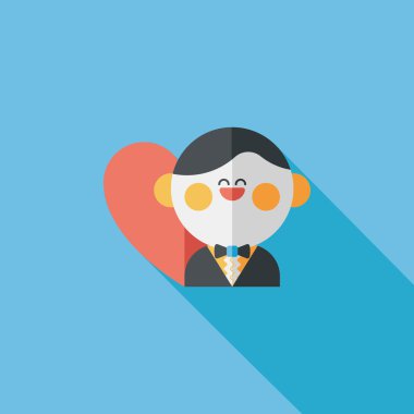 Düğün damat uzun gölge, eps10 düz simgesiyle