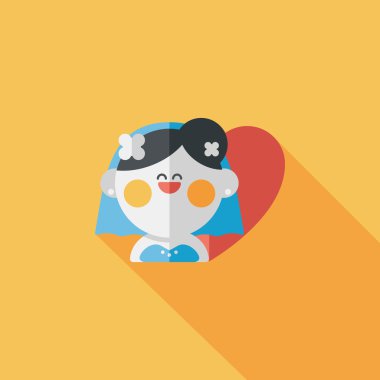 Gelinin düz ikonu, uzun gölgeli, eps10