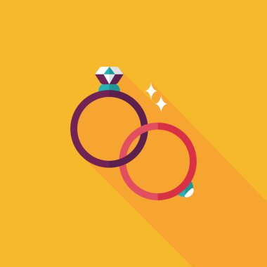 Uzun gölgeli çift elmas yüzük ikonu, eps10