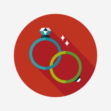 Uzun gölgeli çift elmas yüzük ikonu, eps10