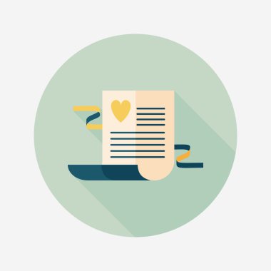 düğün davetiyesi düz simgesi ile uzun gölge, eps10